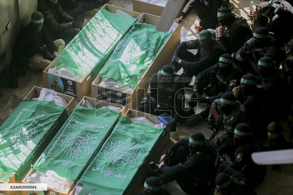 Funeral Prayer For Al-Qassam Brigades Fighters Killed By Israel - Gaza