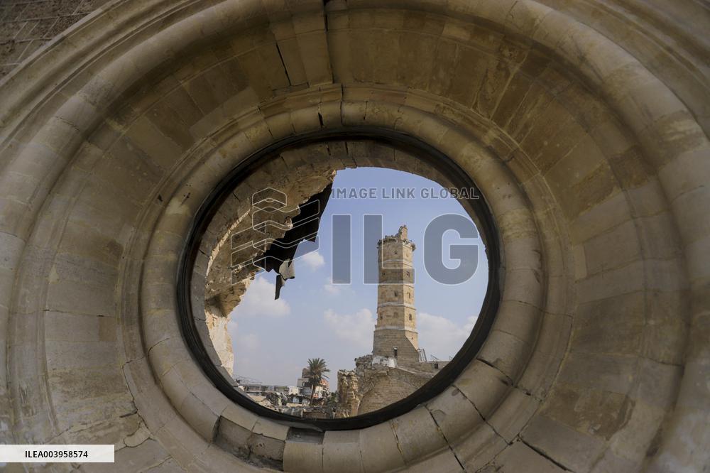 Friday Prayer Outside The Damaged Great Omari Mosque - Gaza