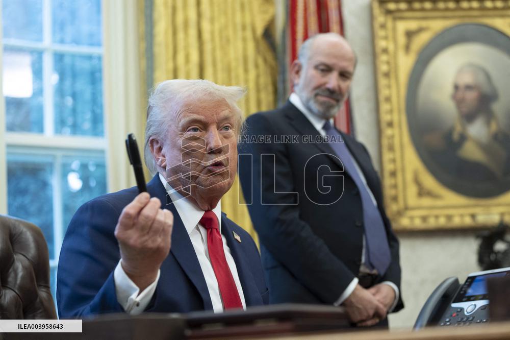 President Donald J Trump signs executive orders