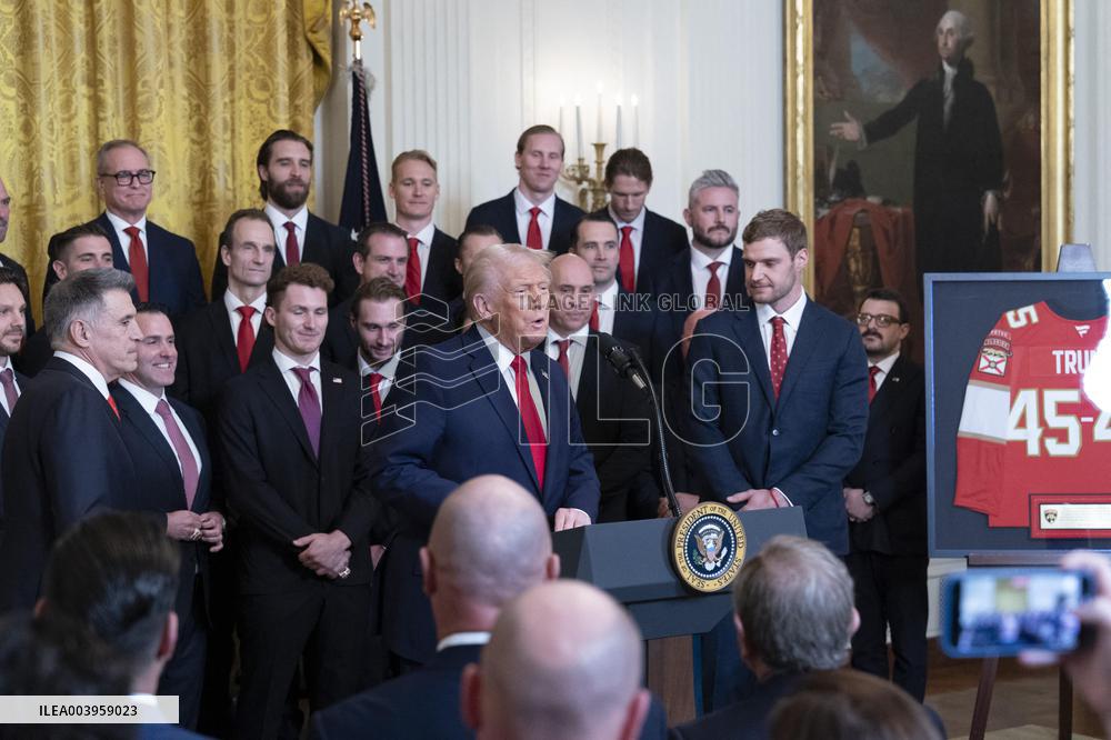 President Donald J Trump hosts the Florida Panthers at White House
