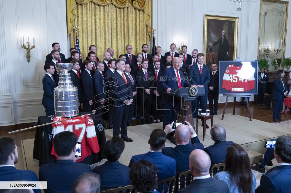President Donald J Trump hosts the Florida Panthers at White House