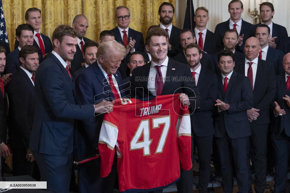 President Donald J Trump hosts the Florida Panthers at White House