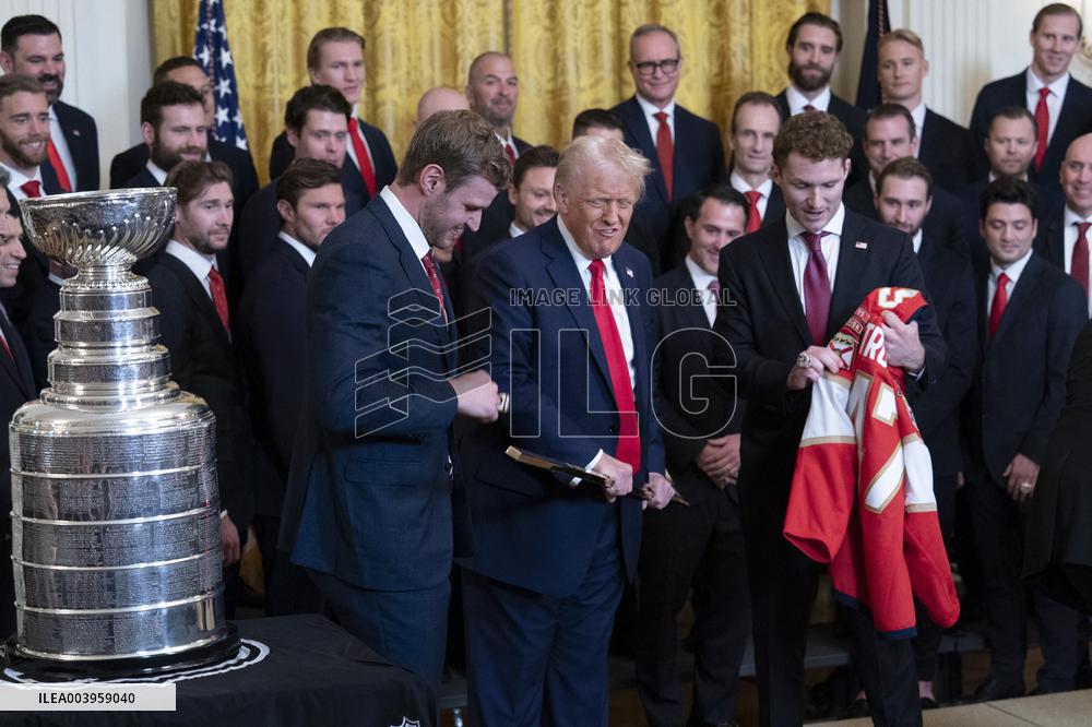 President Donald J Trump hosts the Florida Panthers at White House