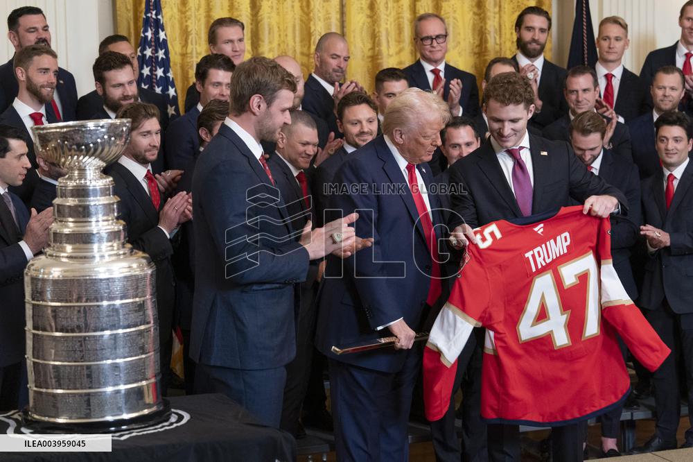 President Donald J Trump hosts the Florida Panthers at White House