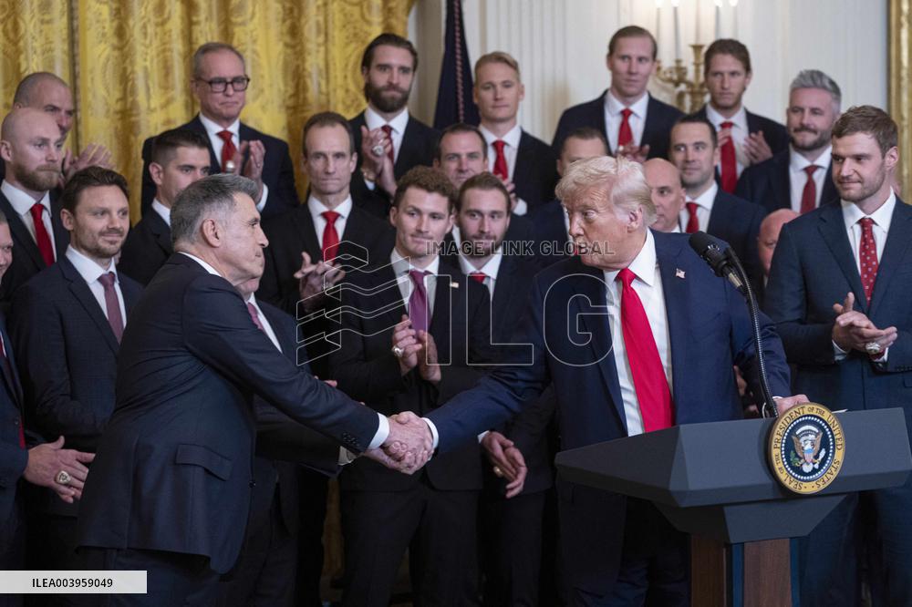 President Donald J Trump hosts the Florida Panthers at White House
