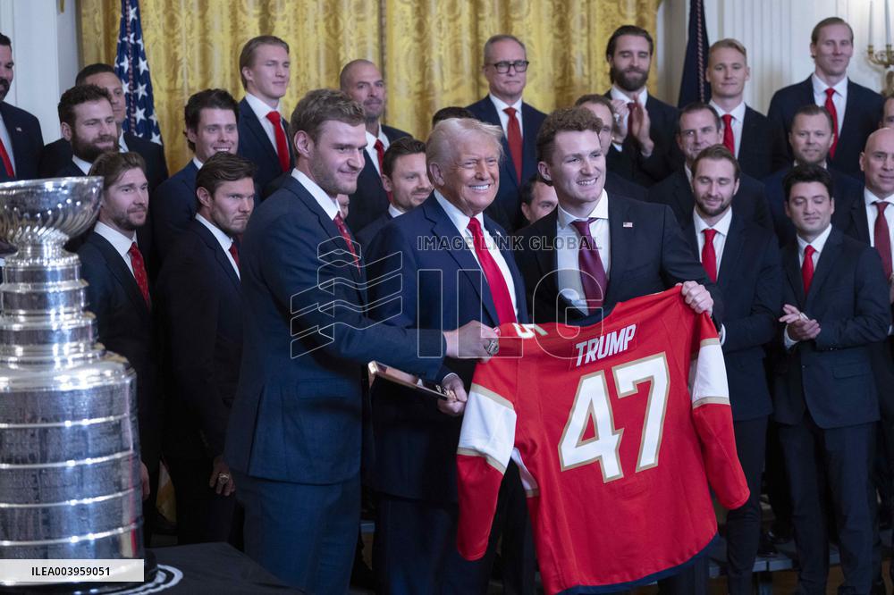 President Donald J Trump hosts the Florida Panthers at White House