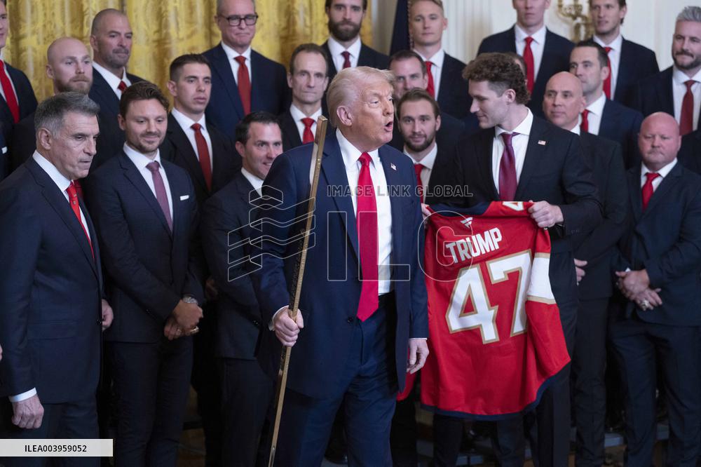 President Donald J Trump hosts the Florida Panthers at White House