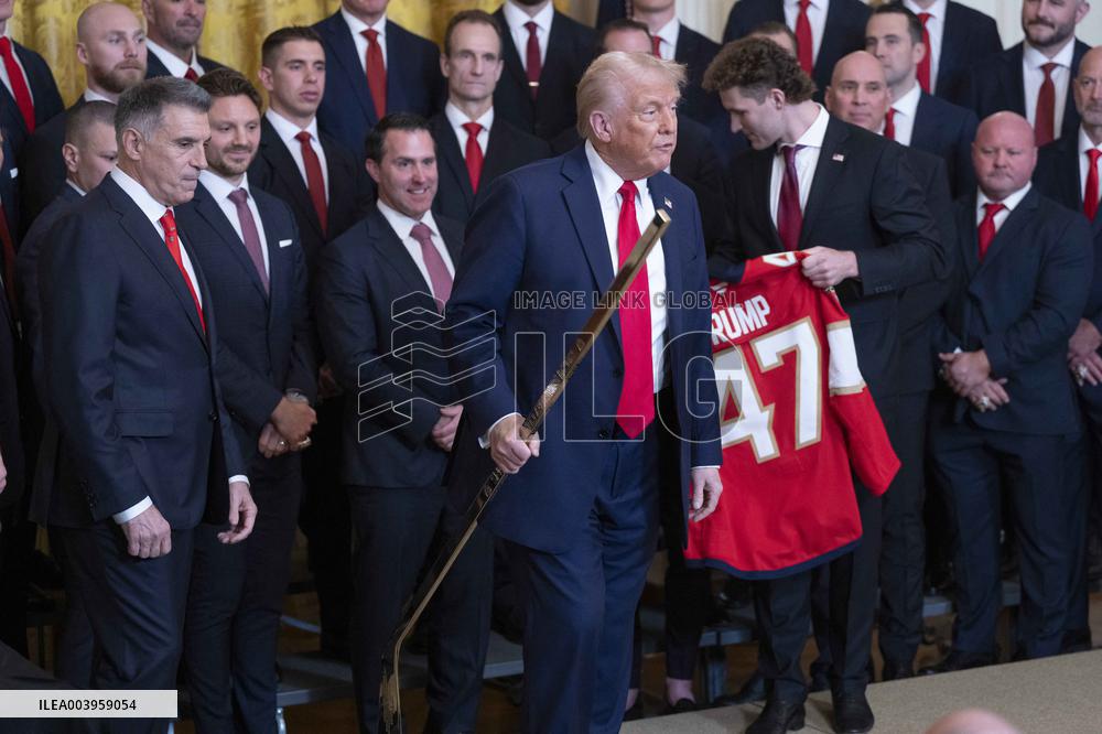 President Donald J Trump hosts the Florida Panthers at White House