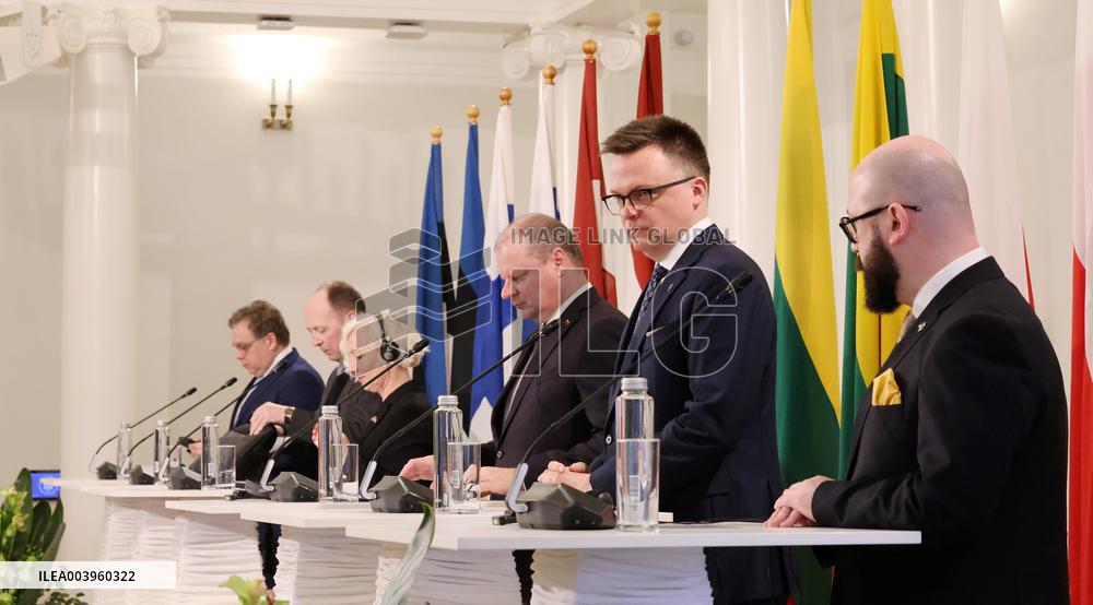 Speakers of the parliaments of the Baltic States, Finland and Poland meeting