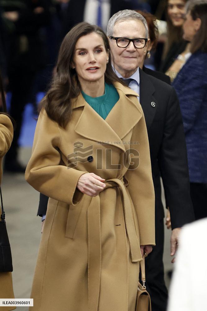 Queen Letizia Presides Over The World Cancer Day Institutional Act - Madrid