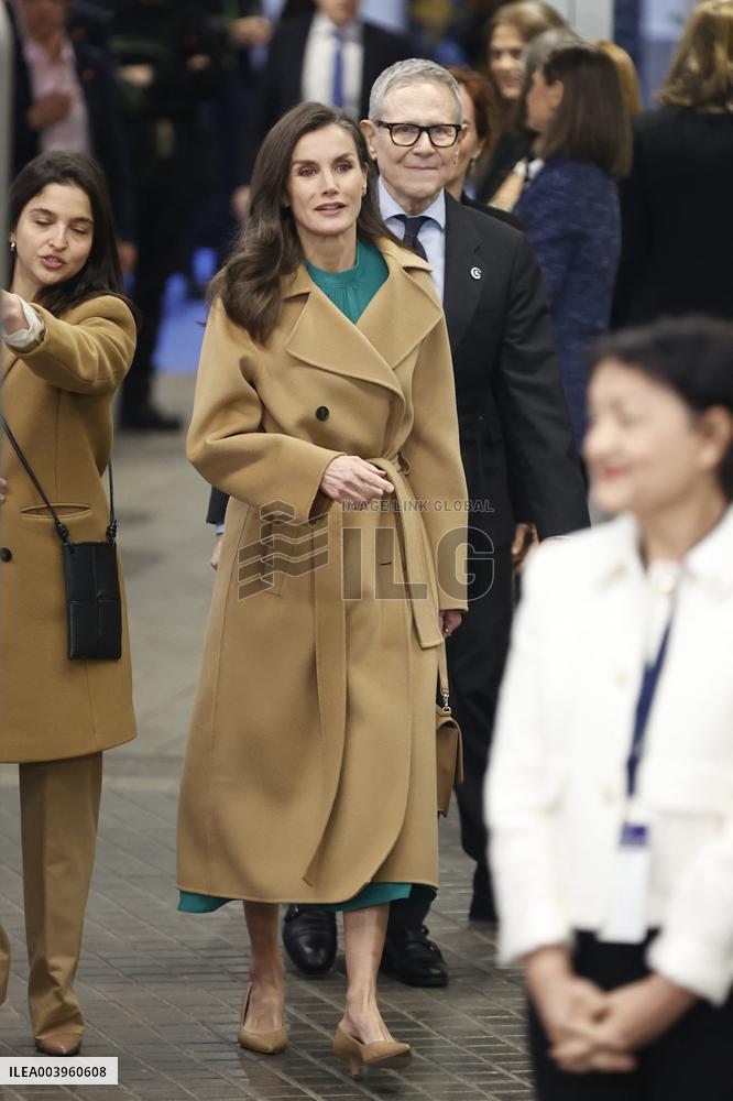 Queen Letizia Presides Over The World Cancer Day Institutional Act - Madrid