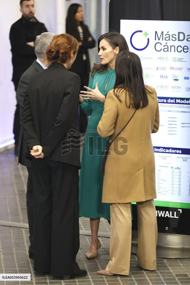 Queen Letizia Presides Over The World Cancer Day Institutional Act - Madrid