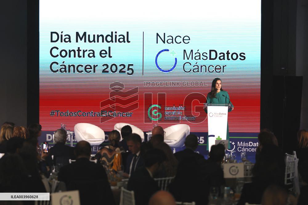 Queen Letizia Presides Over The World Cancer Day Institutional Act - Madrid