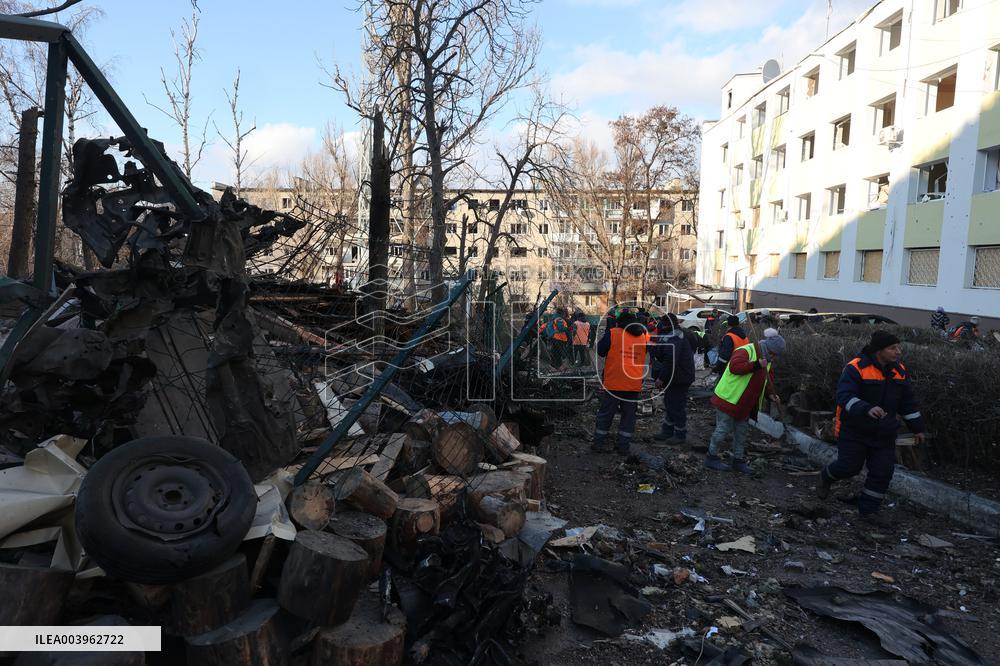 Russian ballistic missile strike on Izium in Kharkiv region