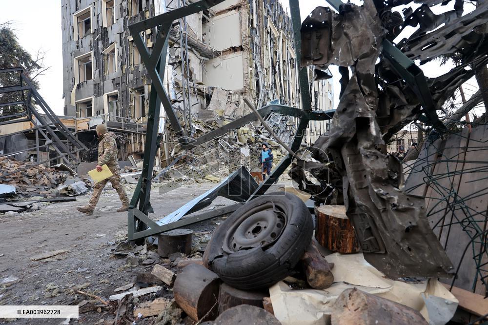 Russian ballistic missile strike on Izium in Kharkiv region