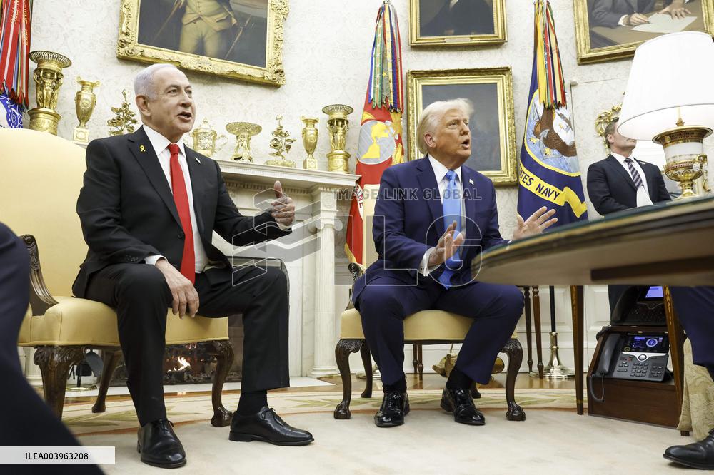 US President Trump welcomes Israeli Prime Minister Netanyahu to the White House