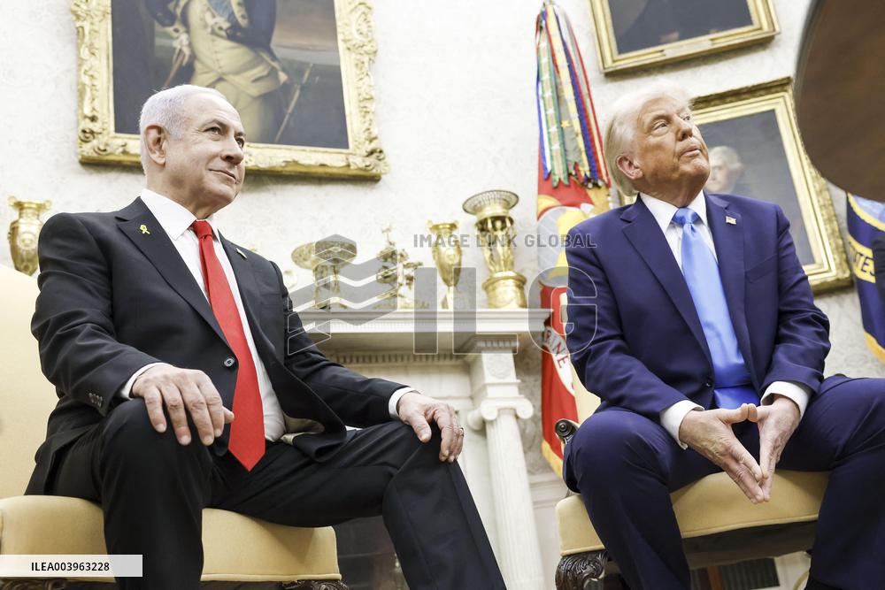 US President Trump welcomes Israeli Prime Minister Netanyahu to the White House