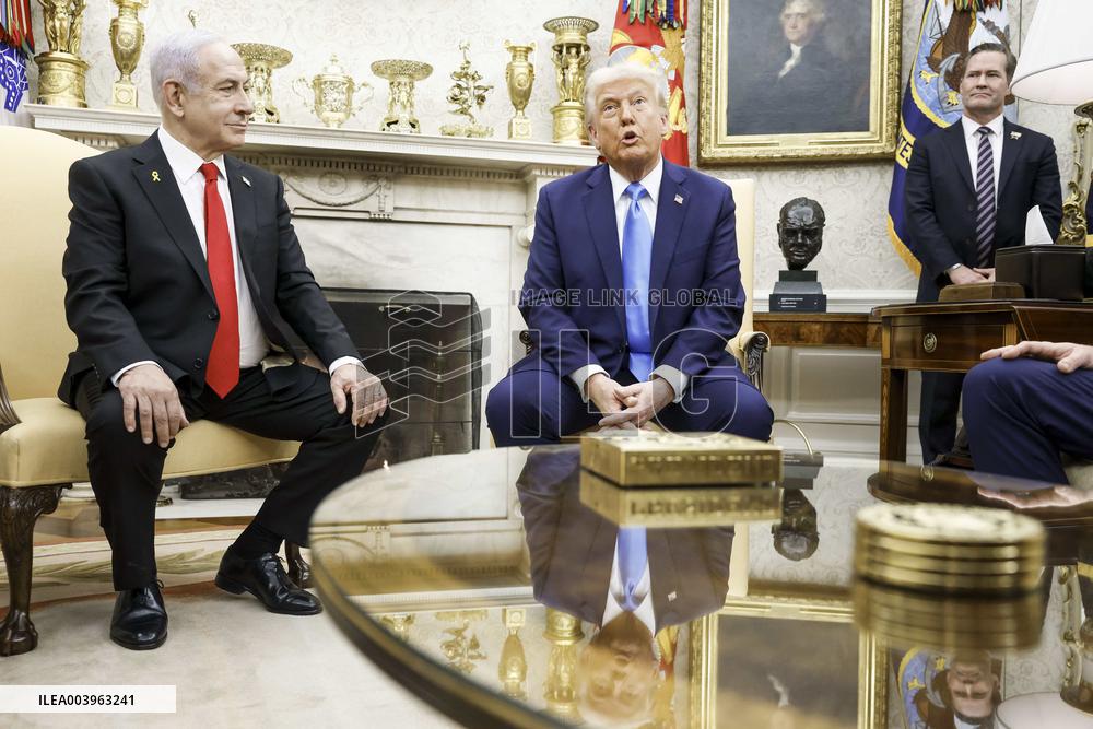 US President Trump welcomes Israeli Prime Minister Netanyahu to the White House