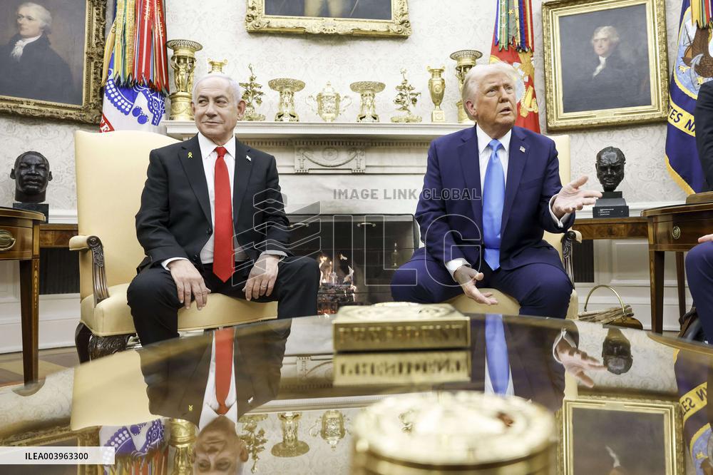 US President Trump welcomes Israeli Prime Minister Netanyahu to the White House