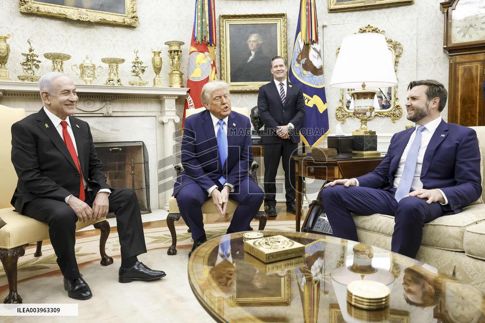 US President Trump welcomes Israeli Prime Minister Netanyahu to the White House