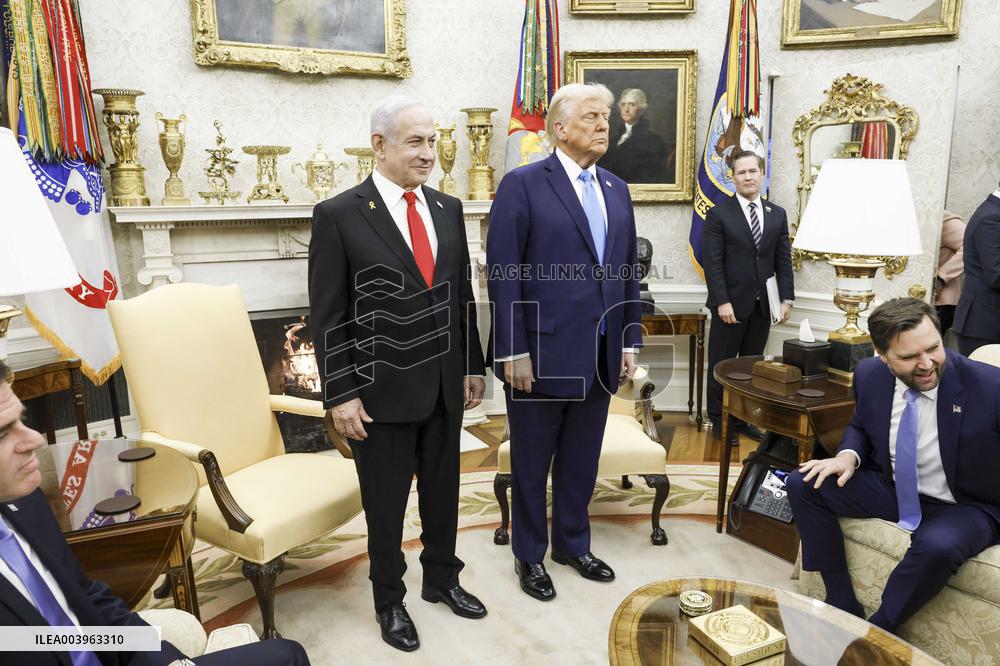 US President Trump welcomes Israeli Prime Minister Netanyahu to the White House