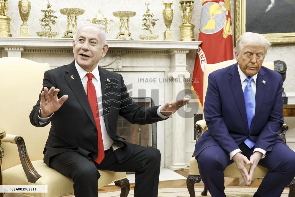 US President Trump welcomes Israeli Prime Minister Netanyahu to the White House