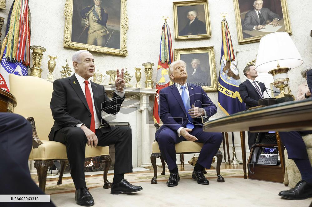 US President Trump welcomes Israeli Prime Minister Netanyahu to the White House