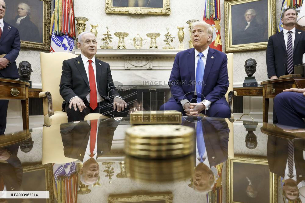 US President Trump welcomes Israeli Prime Minister Netanyahu to the White House