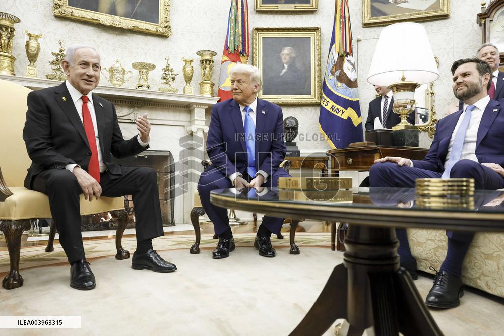 US President Trump welcomes Israeli Prime Minister Netanyahu to the White House