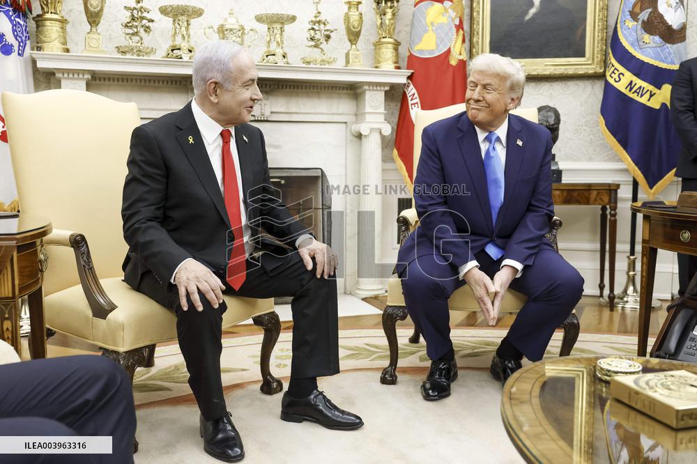 US President Trump welcomes Israeli Prime Minister Netanyahu to the White House
