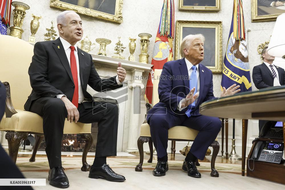 US President Trump welcomes Israeli Prime Minister Netanyahu to the White House