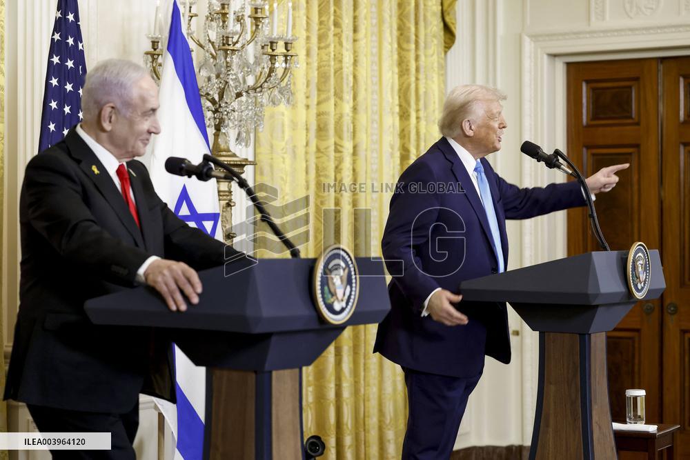 US President Trump welcomes Israeli Prime Minister Netanyahu to the White House