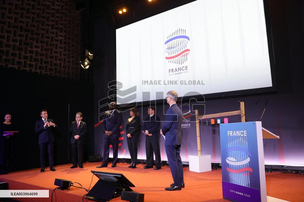 President Macron At Osaka 2025 World Expo French Pavilion Presentation - Paris