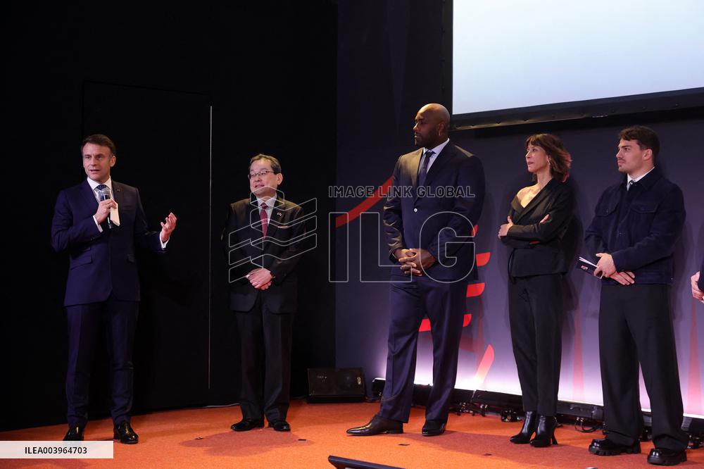 President Macron At Osaka 2025 World Expo French Pavilion Presentation - Paris