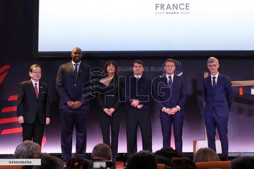 President Macron At Osaka 2025 World Expo French Pavilion Presentation - Paris