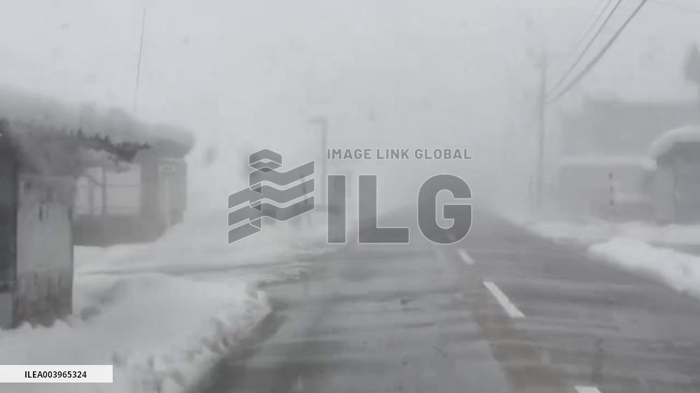 Japan: Heavy Snowfall Hits Sea Of Japan Coast