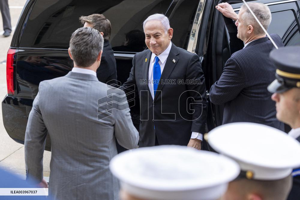 US Secretary of Defense Pete Hegseth meets with Israeli Prime Minister Benjamin Netanyahu