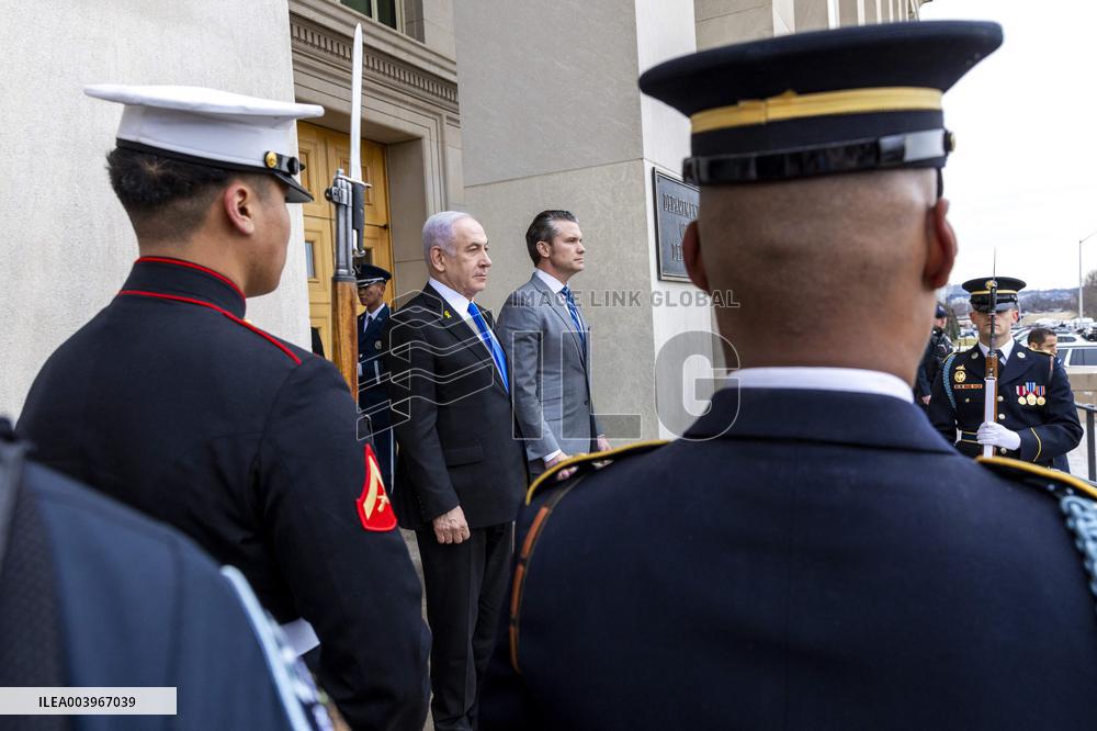 US Secretary of Defense Pete Hegseth meets with Israeli Prime Minister Benjamin Netanyahu