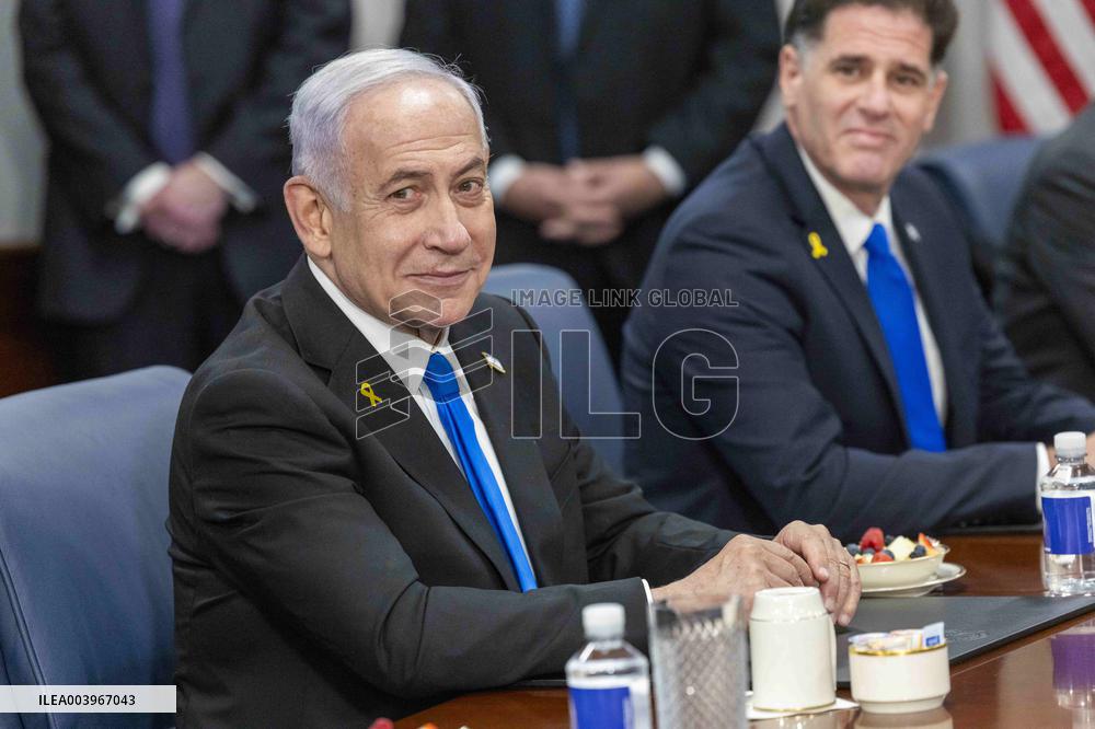 US Secretary of Defense Pete Hegseth meets with Israeli Prime Minister Benjamin Netanyahu