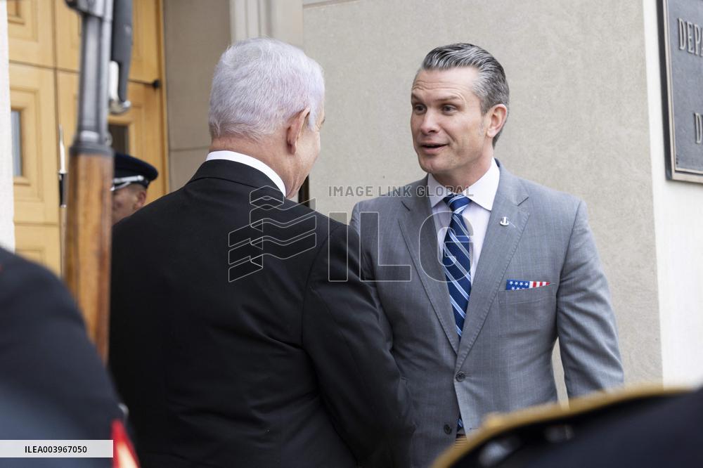 US Secretary of Defense Pete Hegseth meets with Israeli Prime Minister Benjamin Netanyahu