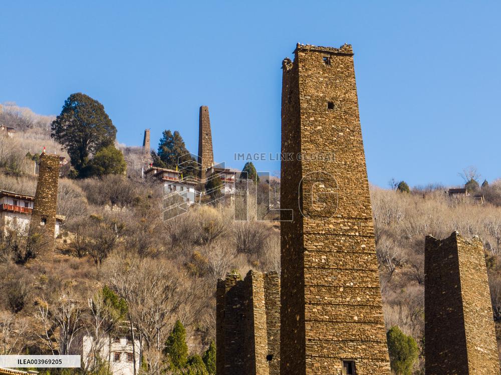 Ancient Stone Watchtower Complex in Ganzi