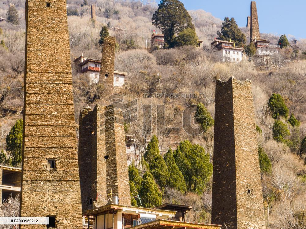 Ancient Stone Watchtower Complex in Ganzi