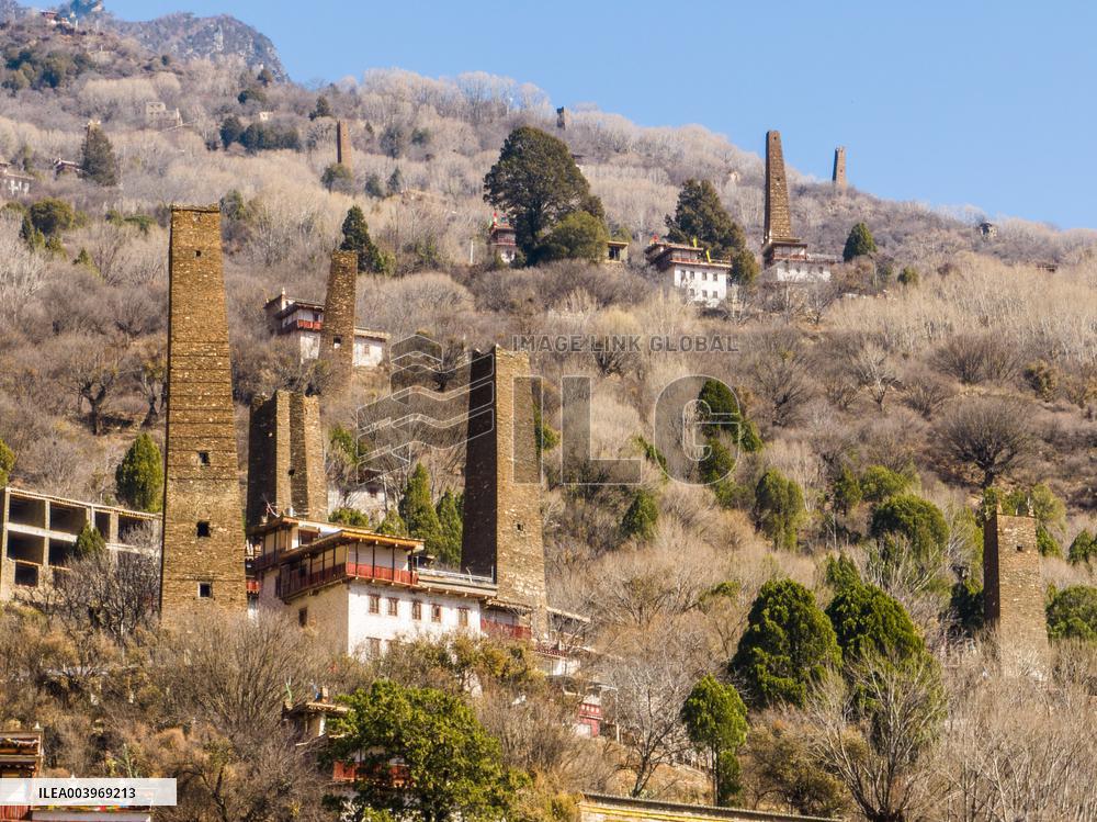 Ancient Stone Watchtower Complex in Ganzi