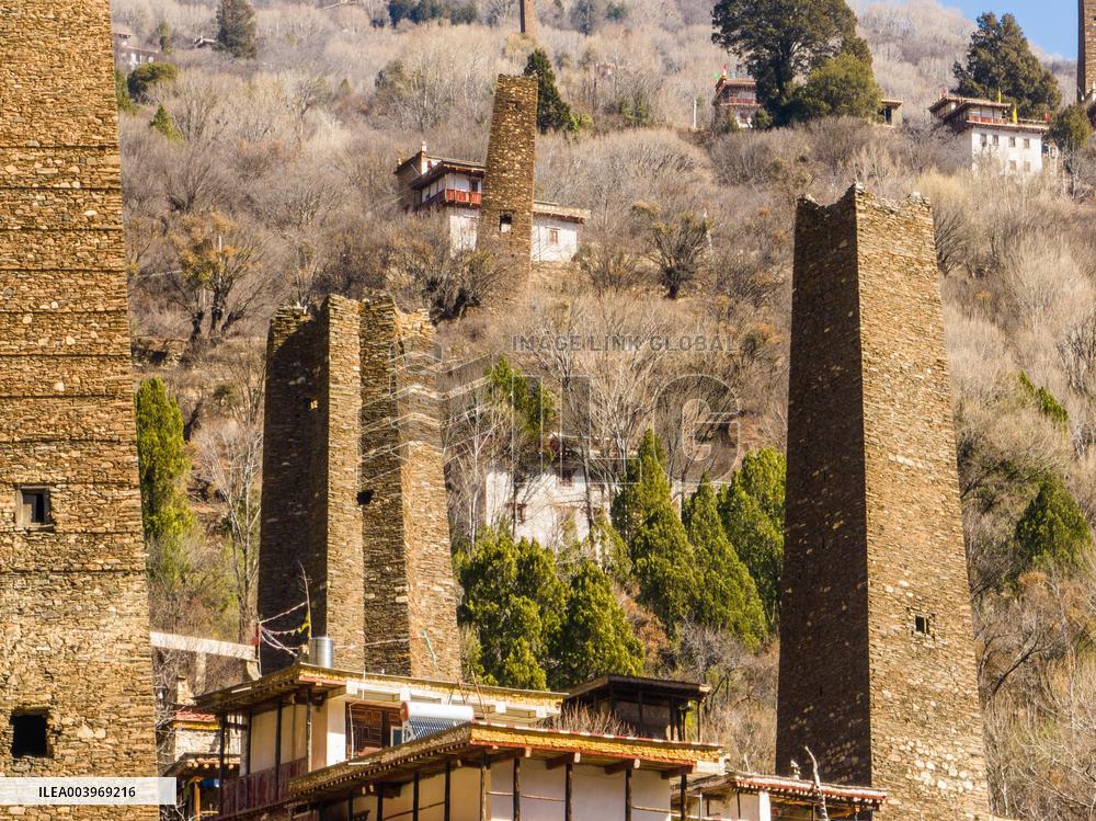 Ancient Stone Watchtower Complex in Ganzi