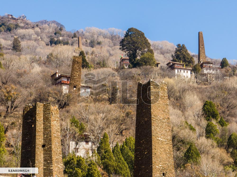 Ancient Stone Watchtower Complex in Ganzi