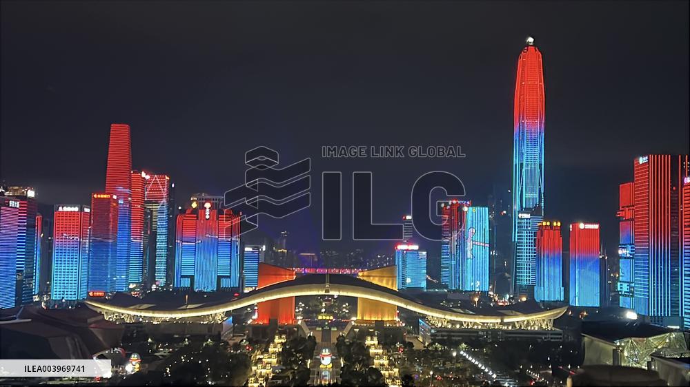 Landmark Buildings Light Show in Shenzhen