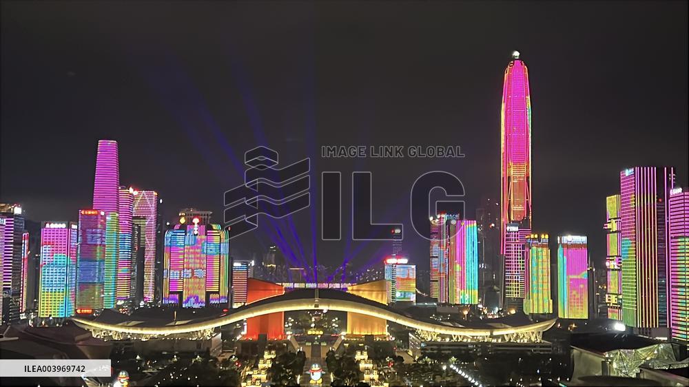 Landmark Buildings Light Show in Shenzhen
