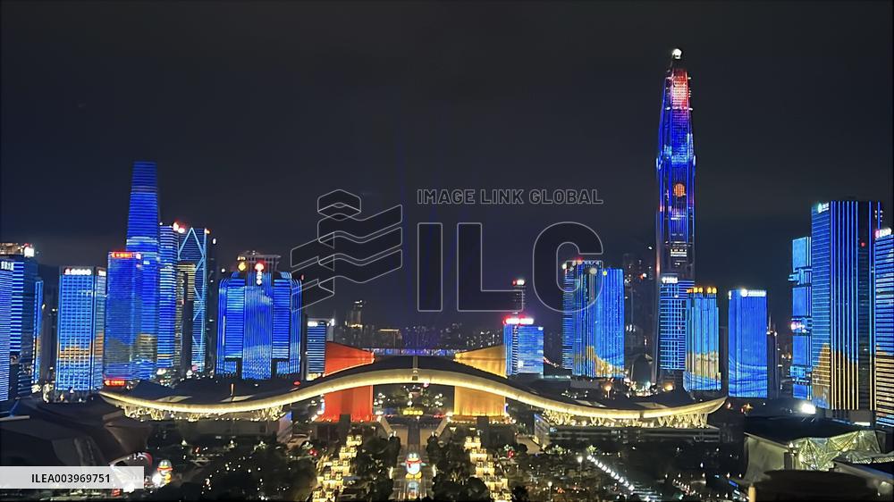 Landmark Buildings Light Show in Shenzhen