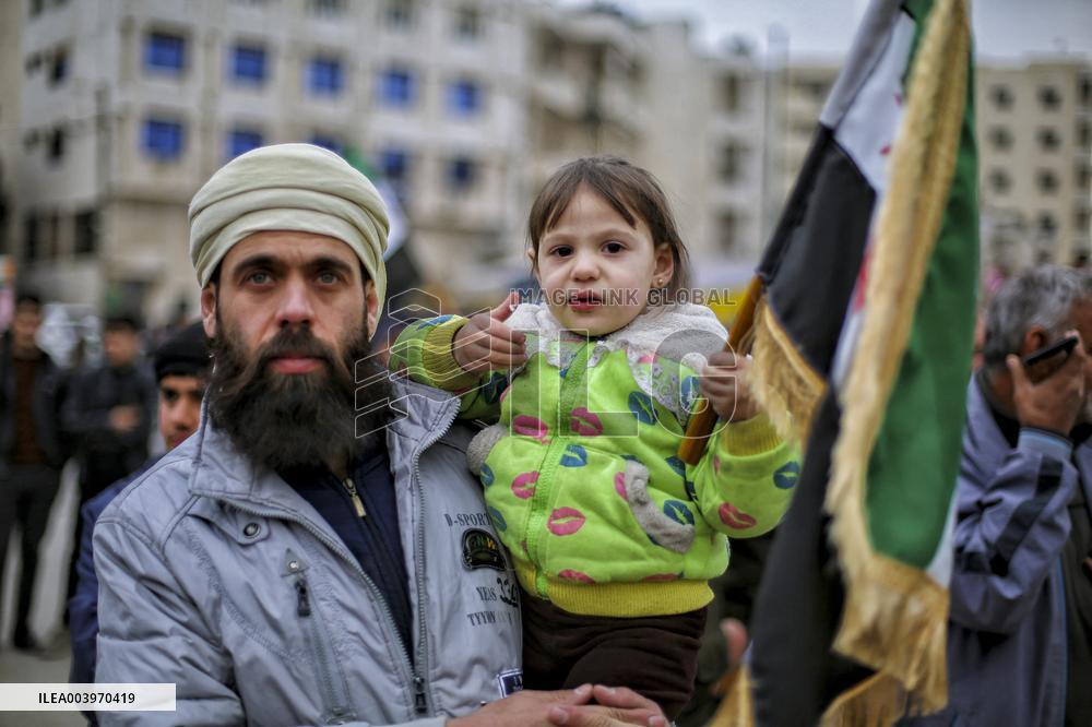 Syrians Celebrate Assads Ouster - Idlib