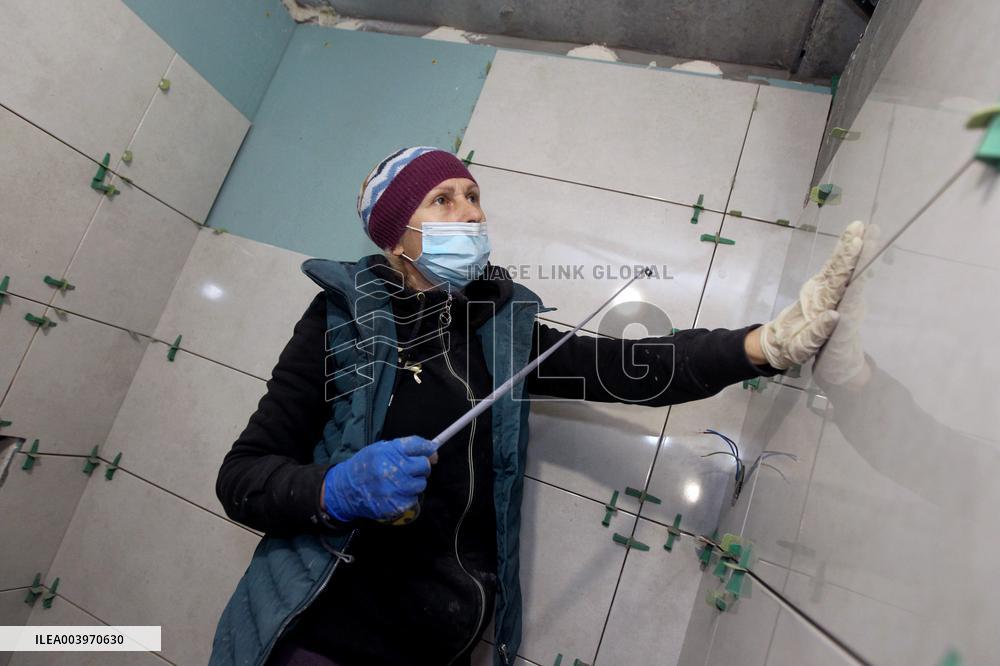 First womens construction battalion works to restore multi-storey building damaged by Russian shelling in Dnipro